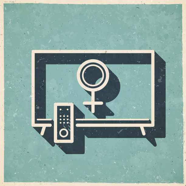 带有女性符号的电视。图标复古复古风格-旧纹理纸图片下载