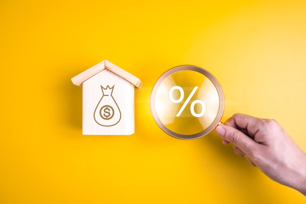 金融和货币投资的百分比图标，家庭储蓄，家庭银行，房屋和物业投资，房屋和物业投资，存款利润图片下载