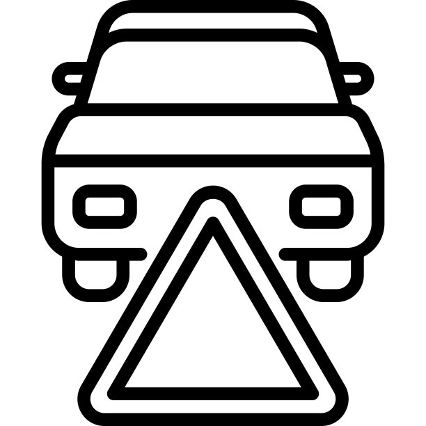 道路上的三角警告。车祸。反射符号的现代矢量插图。图片下载