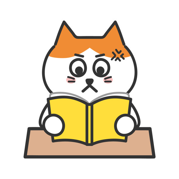 虎斑猫生气地看书，矢量插图。图片下载