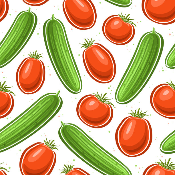 矢量番茄和黄瓜无缝模式图片下载