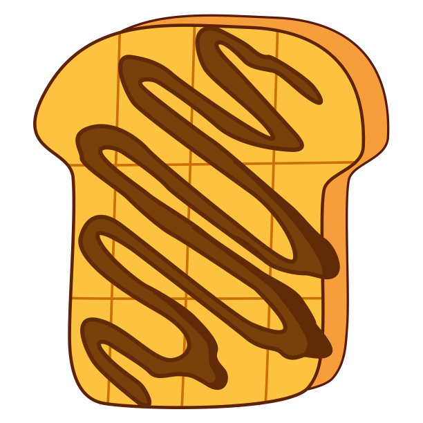 烤面包上面撒上巧克力。卡通
甜早餐平面设计元素图片下载