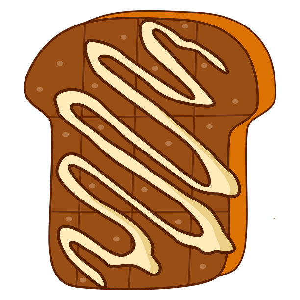 巧克力吐司淋上牛奶。卡通
甜早餐平面设计元素图片下载