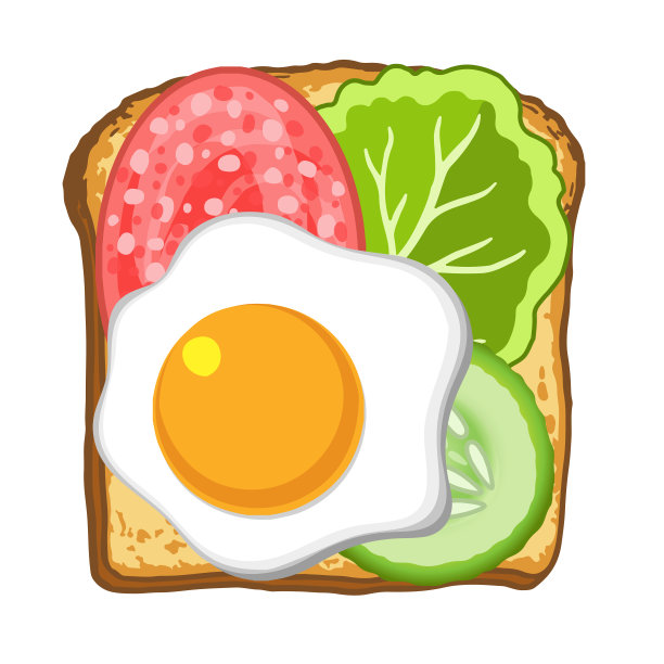 矢量插图吐司与煎蛋，蔬菜和生菜。早餐的健康食物图片下载
