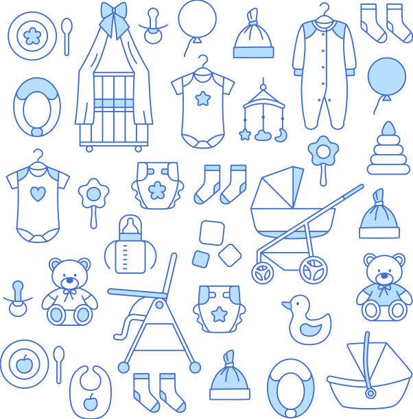新生儿饰品细线图标设置图片下载