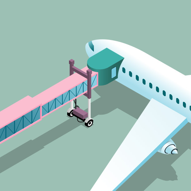 一架客机停在绿色停机坪上，与登机桥相连。图片下载