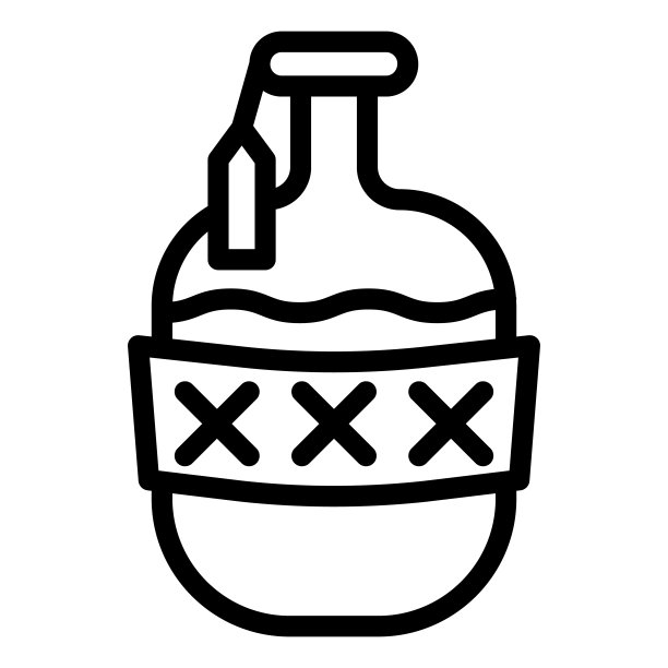 大瓶的酒精饮料线图标，饮料概念，白色背景上的葡萄酒罐标志，老大瓶的葡萄酒图标在移动网页设计大纲。矢量图形。图片下载