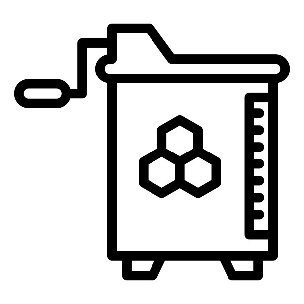 蜂蜜和蜡提取器线图标，养蜂概念，手动蜂蜜提取器标志在白色背景，蜂蜜离心机图标在轮廓移动和网络。矢量图形。图片下载