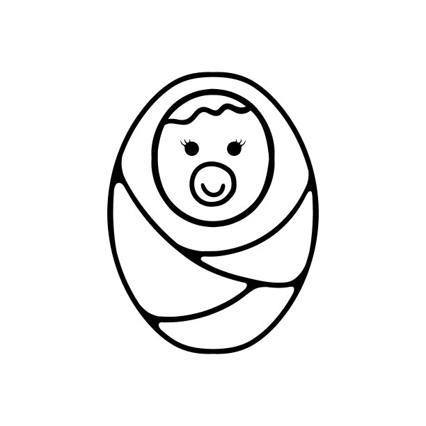 婴儿线图标。尿布，乳头，牛奶，妈妈，哭泣，新生儿，尿布，妇产医院。矢量黑线图标在白色背景的业务图片下载