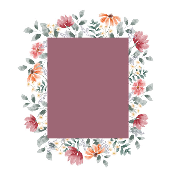 水彩花婚礼请柬模板图案刻字图片下载