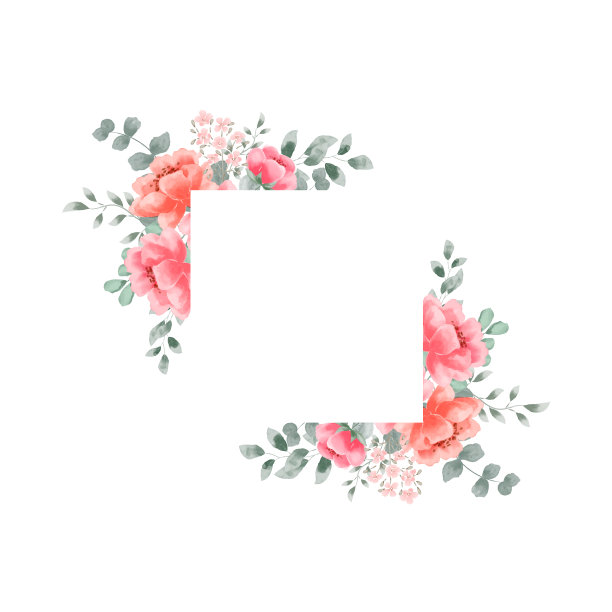 水彩花婚礼请柬模板图案刻字图片下载