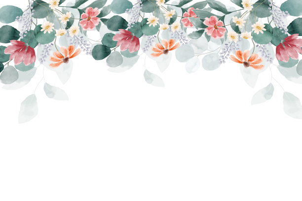 水彩花婚礼请柬模板图案刻字图片下载