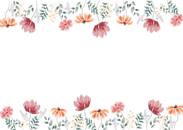 水彩花婚礼请柬模板图案刻字图片下载