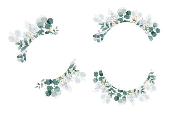 水彩花婚礼请柬模板图案刻字图片下载