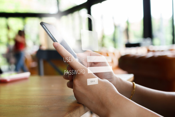 智能手机安全概念。访问智能手机的登录和认证。图片下载