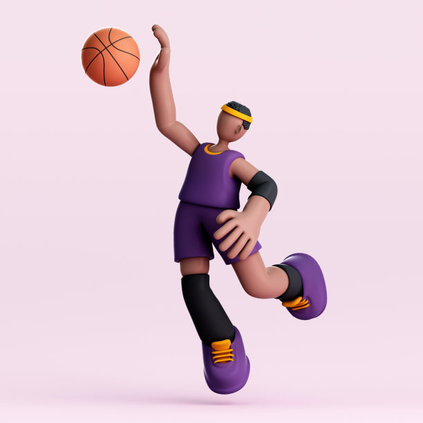 可爱的篮球运动员的3D渲染图片下载
