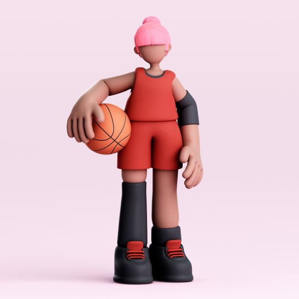 可爱的篮球运动员的3D渲染图片下载