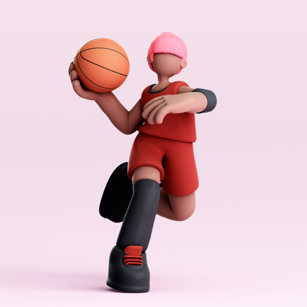 可爱的篮球运动员的3D渲染图片下载