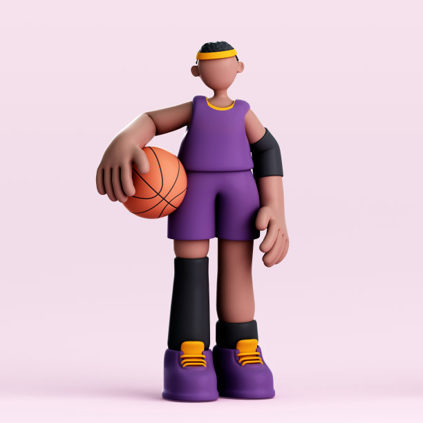 可爱的篮球运动员的3D渲染图片下载