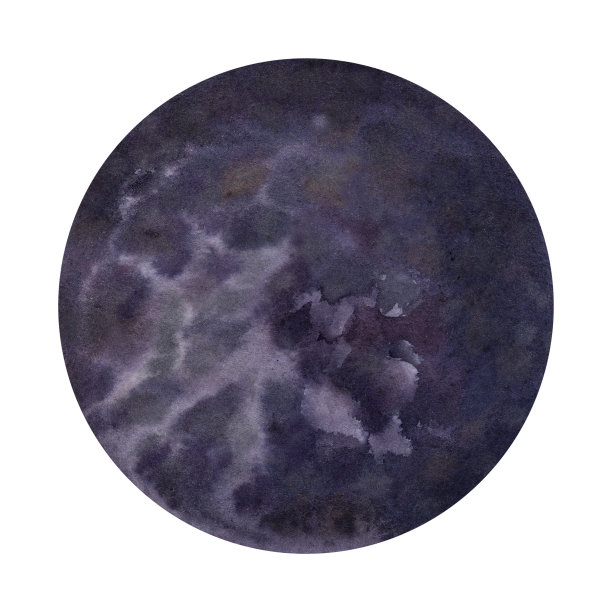 日月食。宇宙空间剪贴画，行星太阳月亮。手绘水彩插图孤立的白色背景。图片下载