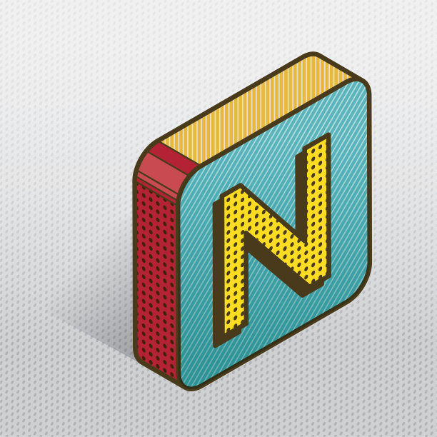 波普艺术风格现代等距方块字母图片下载