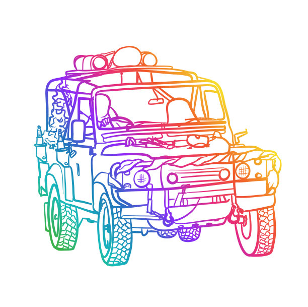 狩猎吉普车彩虹图片下载