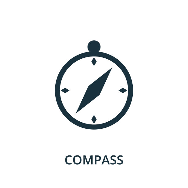 罗盘图标。来自导航集合的简单元素。填充罗盘图标的模板，信息图和更多图片下载