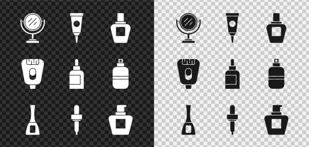 集圆妆镜霜润肤化妆品图片下载