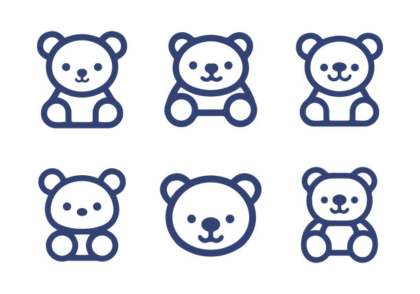 泰迪熊卡通线图标收集图片下载
