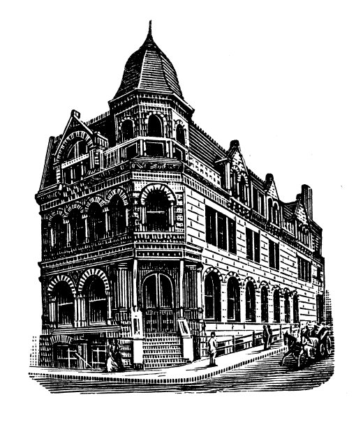 美国，蒙大拿地标和公司的古董插图:海伦娜，第一国家银行图片下载