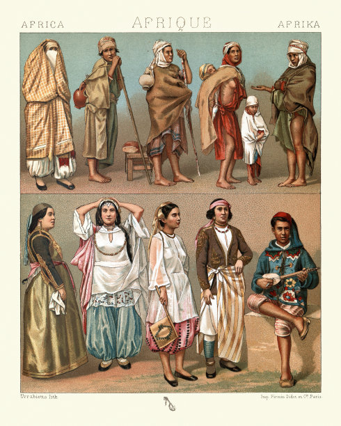 传统服饰，北非，阿尔及利亚海岸，跳舞的女人，摩尔女人，乡村男人图片下载