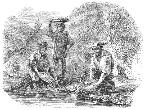 美国加州Mokelumne河淘金(19世纪)图片下载