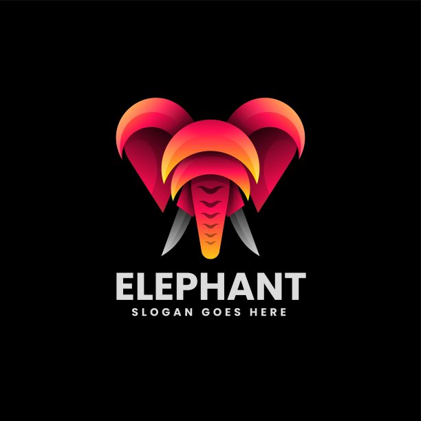 矢量插图大象渐变彩色风格。图片下载