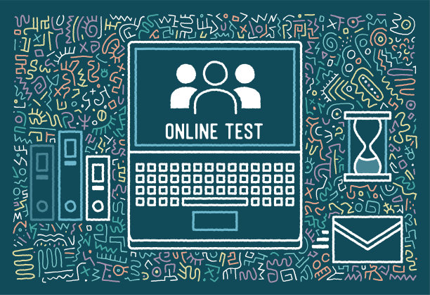 在线测试内容营销涂鸦风格图片下载