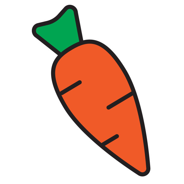 整个和切片新鲜胡萝卜蔬菜细线图标可编辑的笔画图片下载