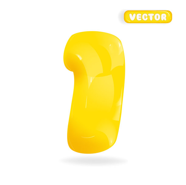 黄色一号，塑料充气3d。卡通标牌用于祝贺节日、庆典、生日、狂欢节、新年。EPS 10三维矢量。图片下载