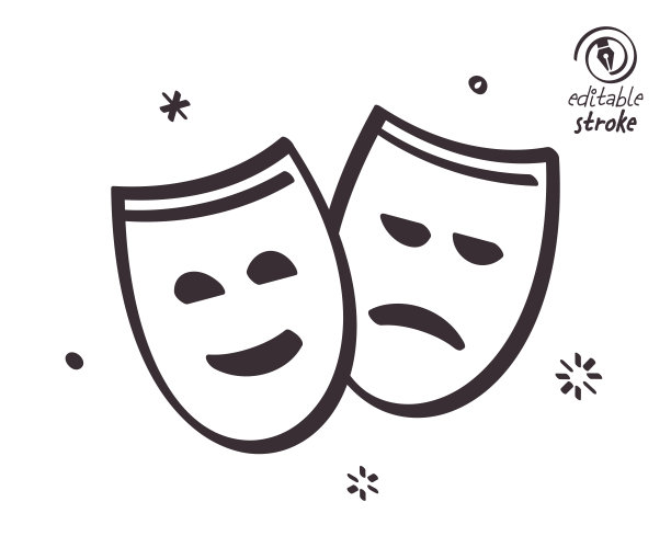 戏剧公司俏皮的线条插图图片下载