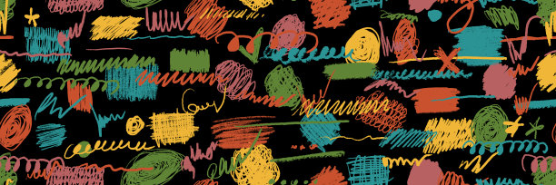 涂鸦无缝图案。手绘彩色铅笔卷线。标记画歪歪扭扭，笔画矢量插图。用画笔画草图。潦草纹理手绘壁纸。孩子们的背景图片下载