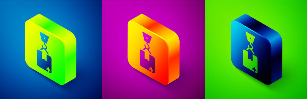 带纸盒图标的等距起重机图片下载