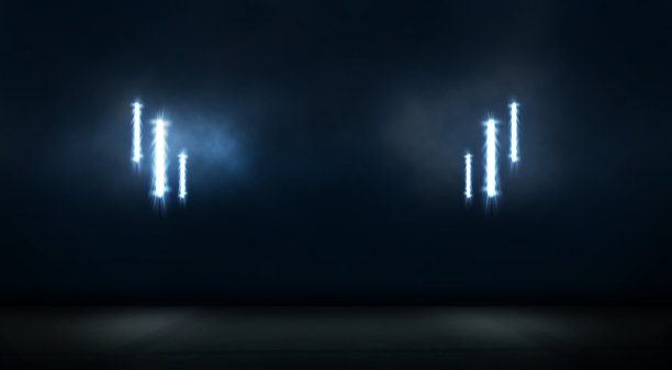 明亮的体育场竞技场灯光和烟雾图片下载