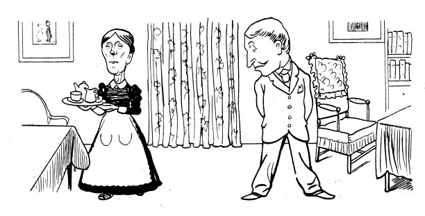古董插图:男人和女仆图片下载