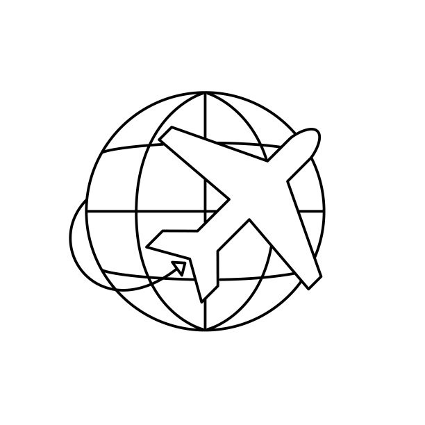 全球空运-航运和物流交付和运输在一个透明的基础上细线图标图片下载