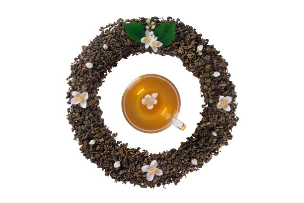 干茶和新鲜茉莉图片下载