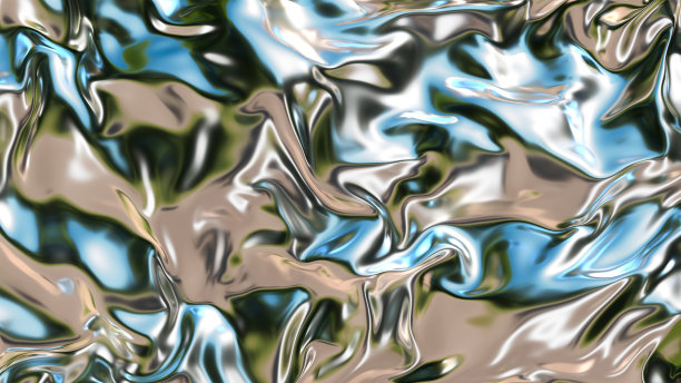 3d渲染插图-镀铬背景与光滑的液态金属效果。非常适合您的设计网页或印刷项目。图片下载