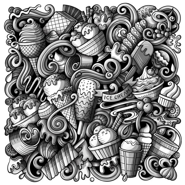 冰淇淋手绘矢量涂鸦插图。图片下载