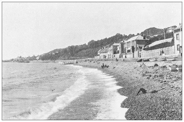 多塞特，英格兰的古董照片:海军陆战队游行，西，莱姆里吉斯图片下载