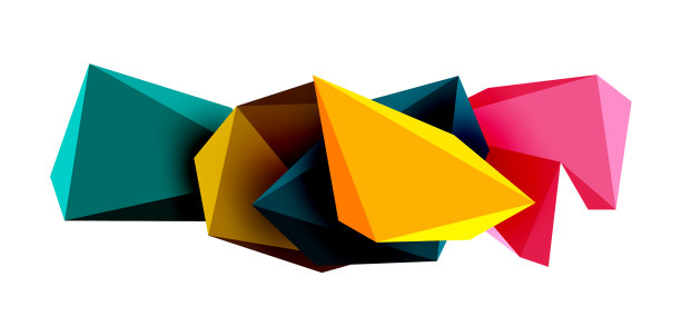 3d低多边形三角形设计元素图片下载