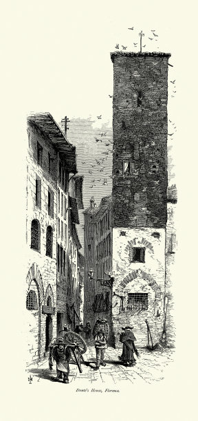 中世纪，工人，商人，但丁之家，佛罗伦萨，意大利，19世纪图片下载
