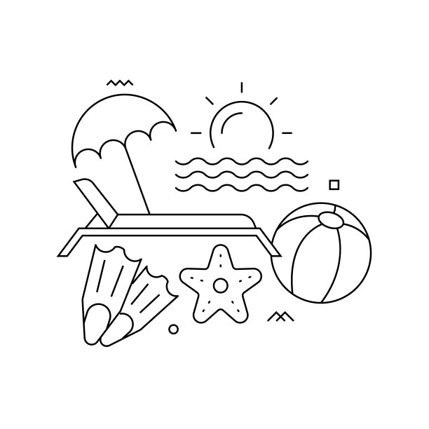 矢量集插图夏季和假期的概念。线条艺术风格的背景设计，网页，横幅，海报，印刷品等。矢量插图。图片下载