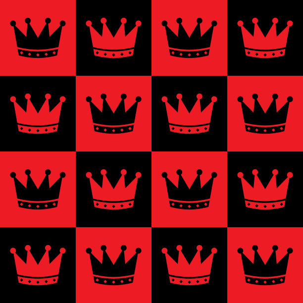 红色和黑色王冠无缝模式图片下载